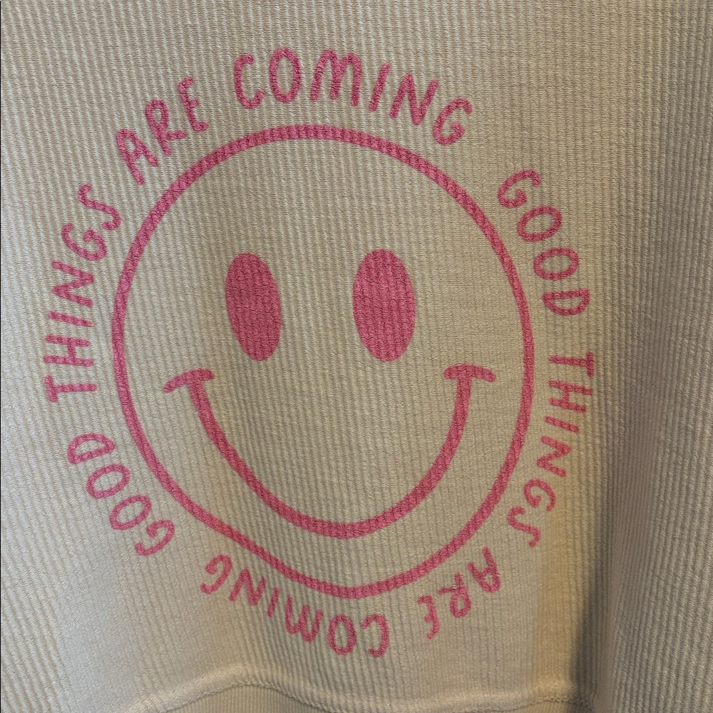 Chicks-D The Lyne Cream Smiley Face Sweatshirt - Picture 4 of 9